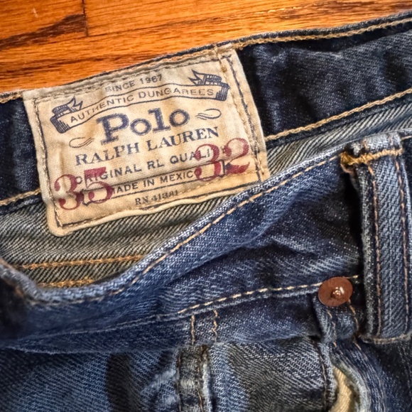 Polo Ralph Lauren Jeans Men's 35x32 Blue Denim Hampton Straight Vintage Wash - Picture 6 of 10